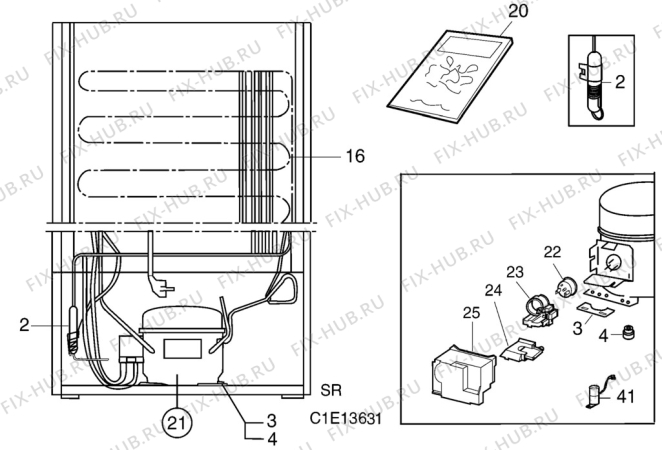 Взрыв-схема холодильника Zanussi ZVF11R - Схема узла C10 Cold, users manual